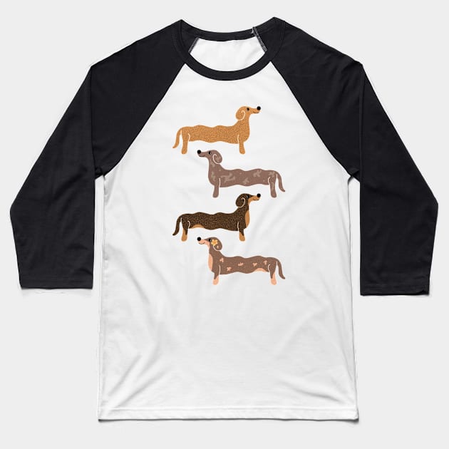 Dachshund | Sausage Dogs Baseball T-Shirt by Malinda